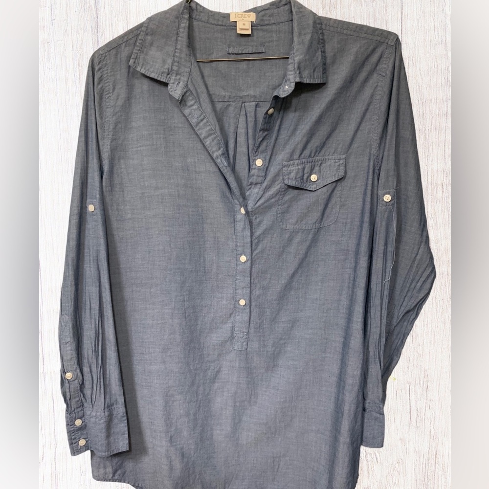 J Crew Chambray Long Sleeve Popover Tunic M
